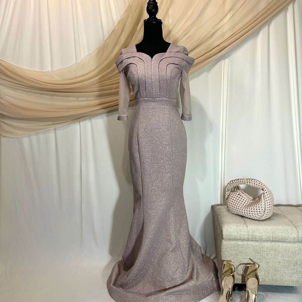 Off-Shoulder Purple Evening Gown